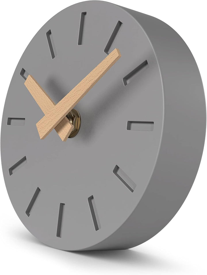 Cander Berlin MNU 2515 G Tischuhr lautlos ohne Tickgeräusche 15 cm analog batteriebetrieben grau MDF