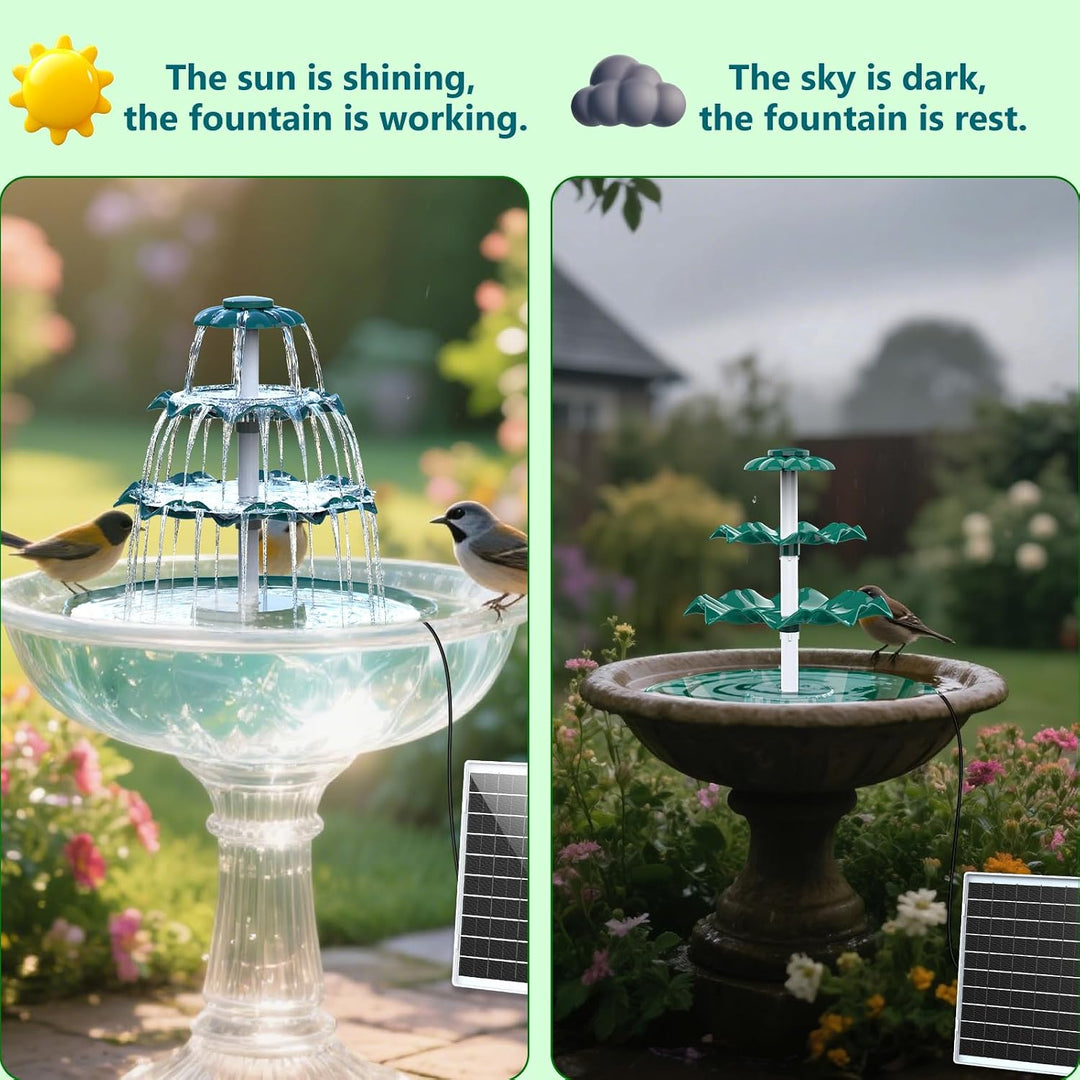 AISITIN DIY Brunnen,Vogeltränke Sets mit 6,5W Solar Springbrunnen, 3 Stufige Vogelfütterer für Draus