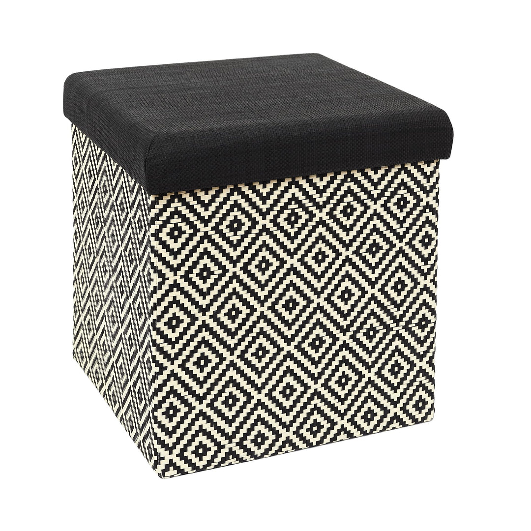CAJA-PUF PLEGABLE TRENZADO NEG