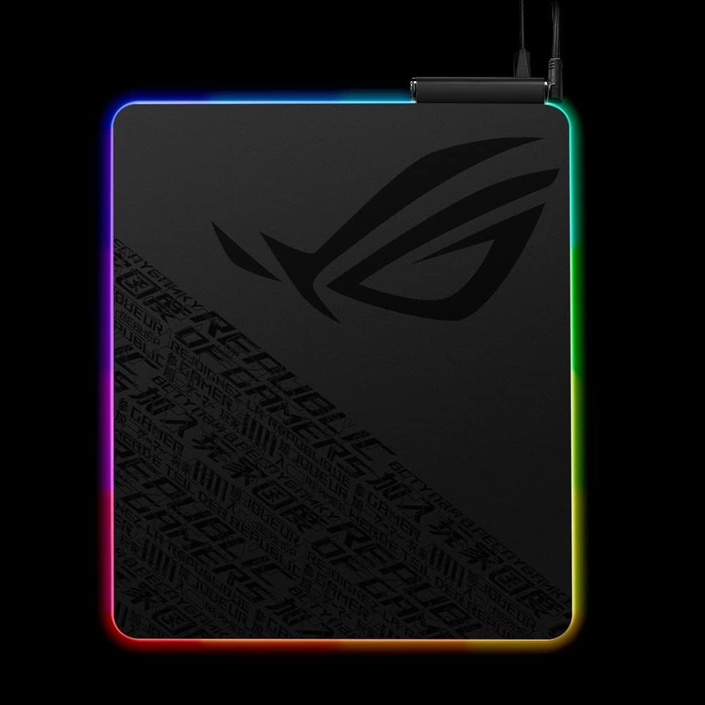 ASUS ROG Balteus QI RGB Gaming-Mauspad (drahtlose Ladefunktion, Aura Sync, USB-Passthrough, rutschfe