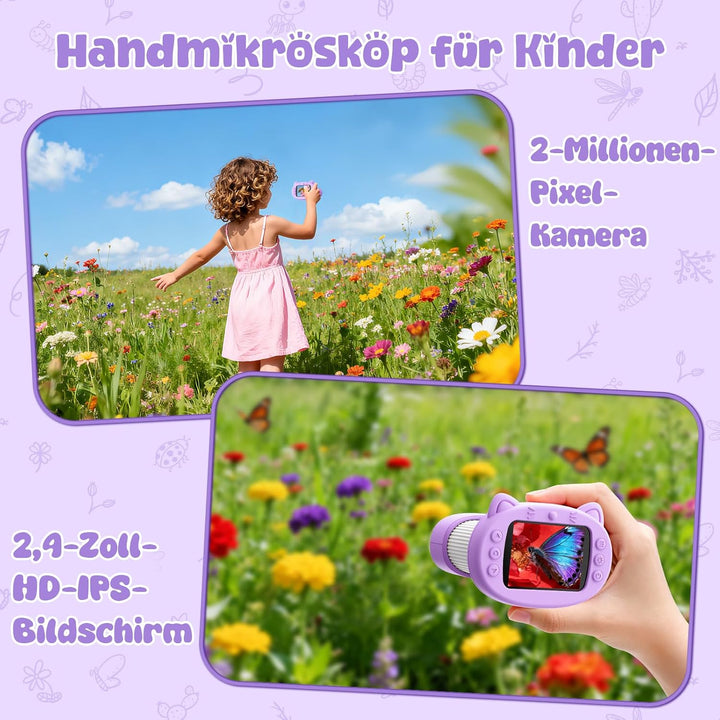 2.4" HD Bildschirm Digitales Mikroskop für Kinder, 1000X Mikroskop für Kinder Spielzeug ab 3 4 5 6 7