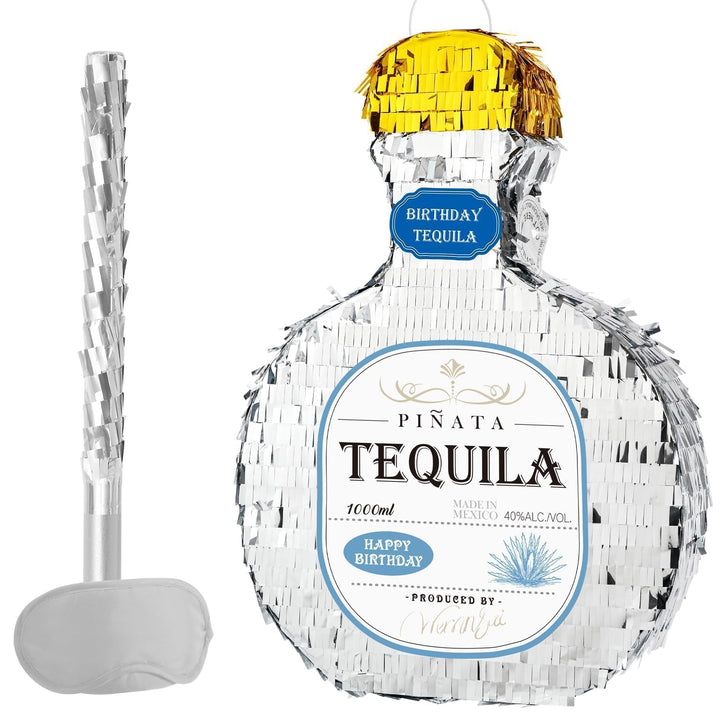 WERNNSAI Tequila Flaschen Piñata – Tequila Cheers Party Piñata mit Augenbinde und Stockspiel für Erw