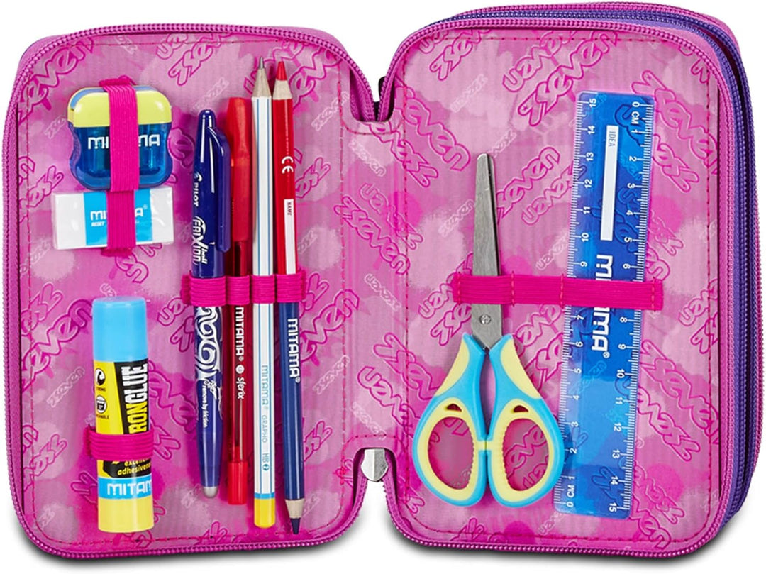 Seven Federmäppchen, Mäppchen, Mehrfarbig, Federtasche für Schreibwaren, Etui mit Stiften, Kugelschr