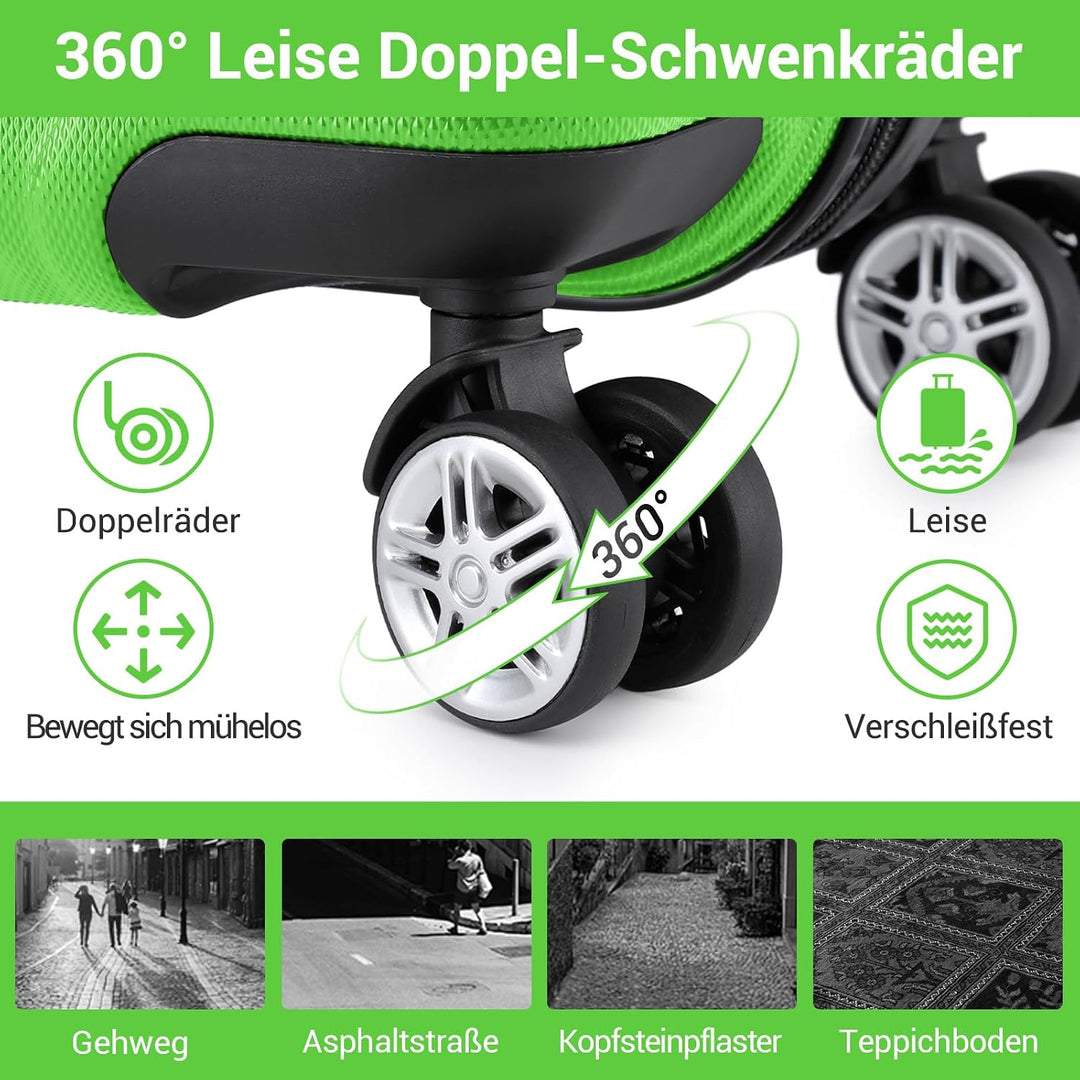 KONO Trolley Koffer Mittelgross 4 Rollen Leicht Hartschalenkoffer Reisekoffer mit TSA Schloss, 65x44