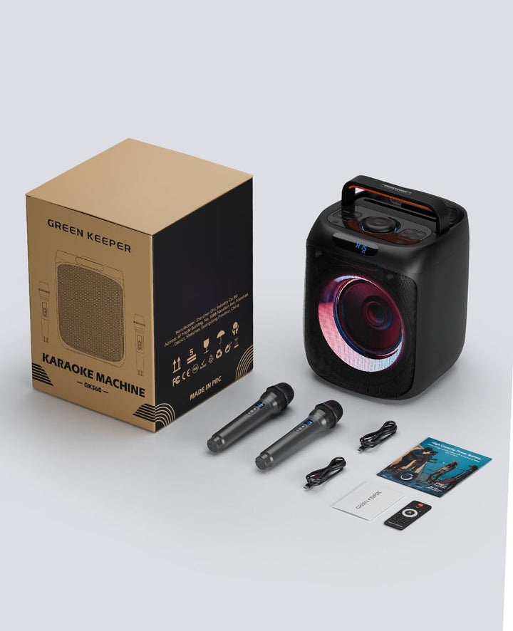 GKS60 Karaoke-Maschine Erwachsene, Bluetooth-Partylautsprecher, 2 Mikrofone