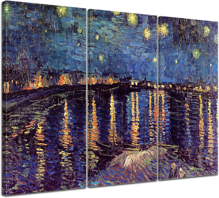 Bilderdepot24 Bild auf Leinwand | Vincent van Gogh Sternennacht über der Rhône in 90x60 cm mehrteili