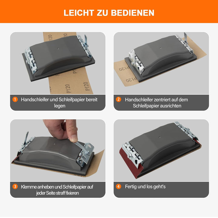 KENDO Schleifpapier Set 84-teilig, 93x230mm inkl. 1 x Handschleifklotz &amp; 3 x Schleifschwämme. Körnun
