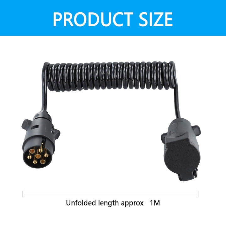 Anhänger 7 Polig Verlängerung Kabel Spiralkabel 3.0M Anhängerkabel AdapterSpiralkabel Auto Anhänger