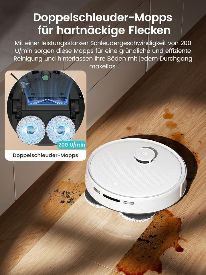 Lefant M3 Gen1 Saugroboter mit Absaugstation, 10000 Pa, Saugroboter mit Wischfunktion mit 220 Min, S
