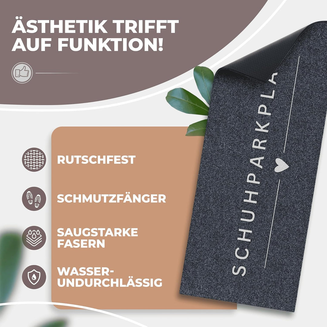ElbFuchs® Schuhparkplatz Fussmatte 75x30cm | Ideale Schuhmatte Abtropfmatte und Schuhunterlage | Was