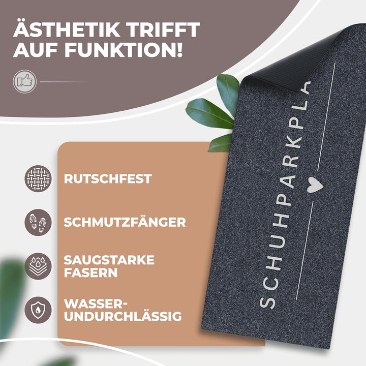 ElbFuchs® Schuhparkplatz Fussmatte 75x30cm | Ideale Schuhmatte Abtropfmatte und Schuhunterlage | Was