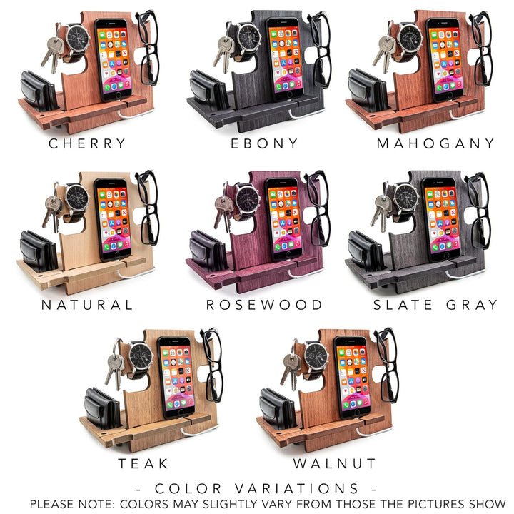 Personalisierte Dockingstation, Smartphone-Ständer - Nachttischhalter aus Holz, Geschenkidee für Män
