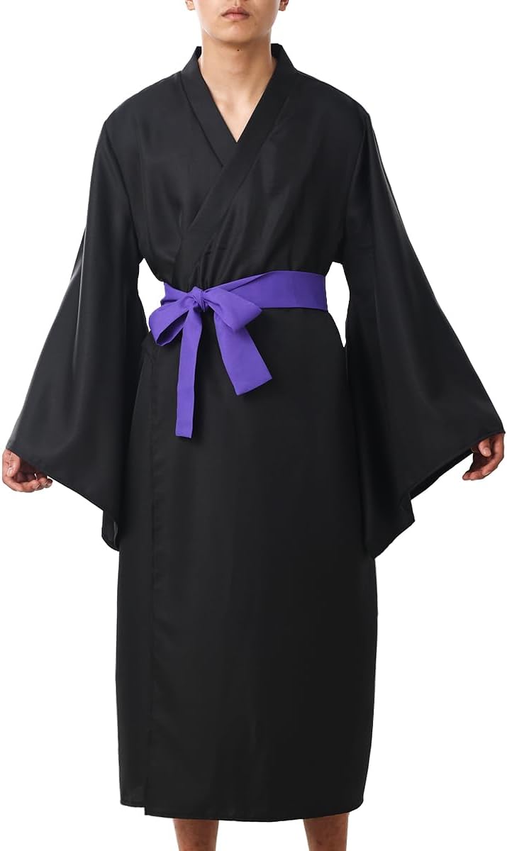 BPURB Herren japanische Yukata traditionell Kimono Robe Pyjamas Bademantel Morgenmantel Langarm V Au