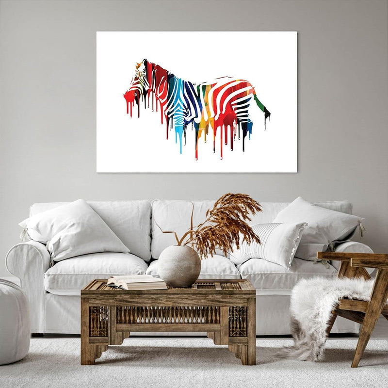 Bilder auf Leinwand 100x70cm Leinwandbild Zebra Detail digital wild Gross Wanddeko Bild Schlafzimmer