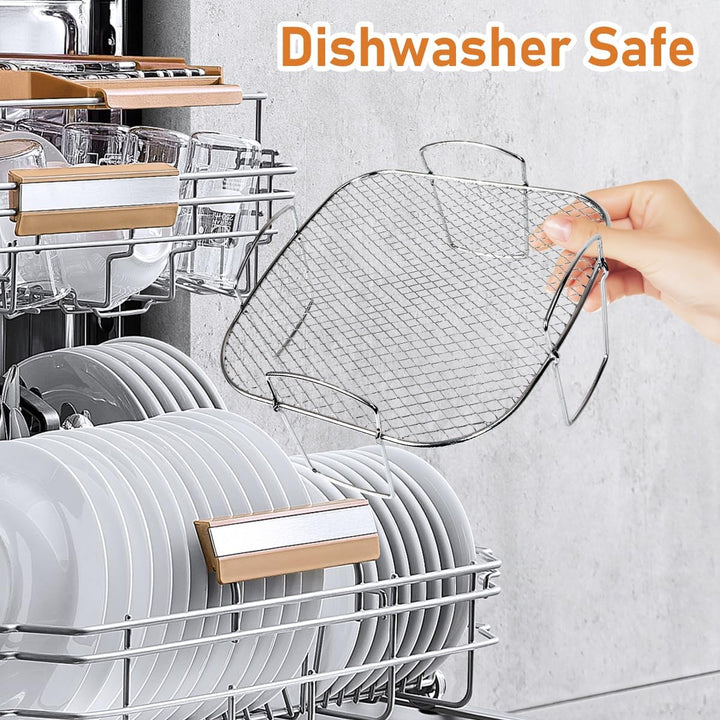 Air Fryer Rack für Cosori 5,5 l, quadratisches Luftfritteusen-Zubehör, Edelstahl-Luftfritteusen-Rega