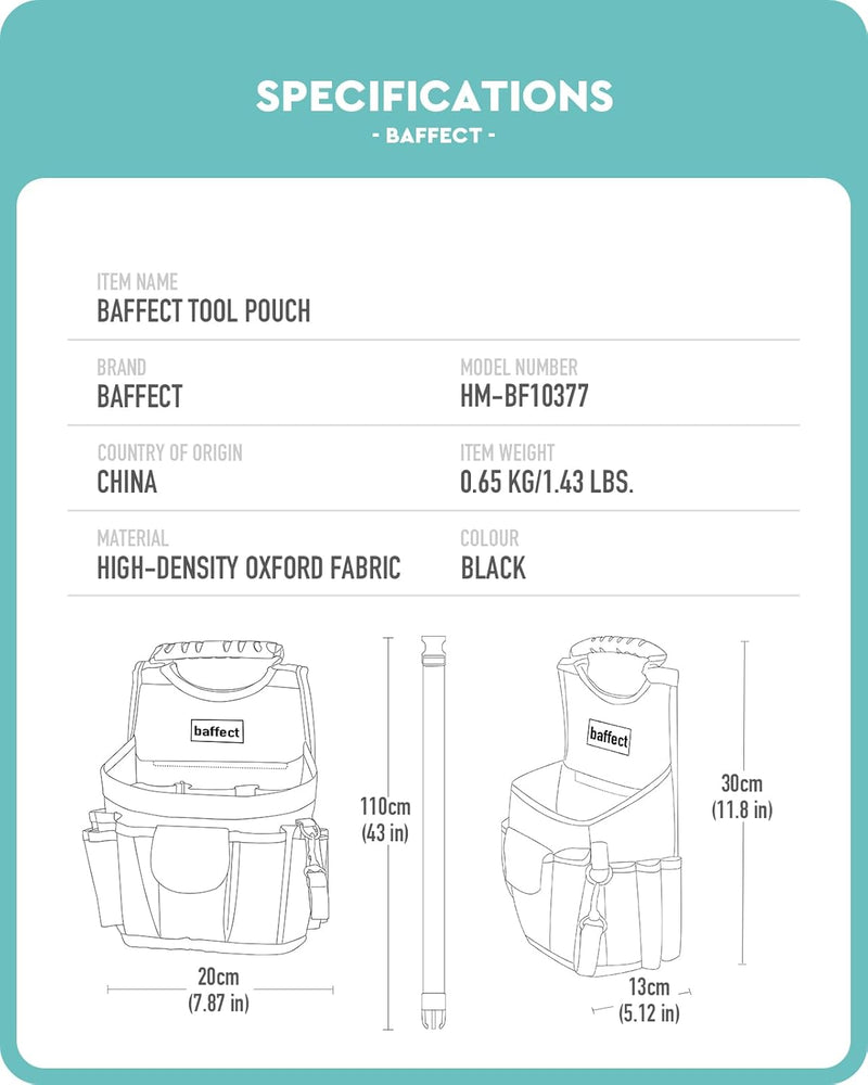 Baffect Elektriker Beutel, Segeltuch Werkzeug Taschen Beutel Gurt mit justierbarem Nylongürtel Hochl