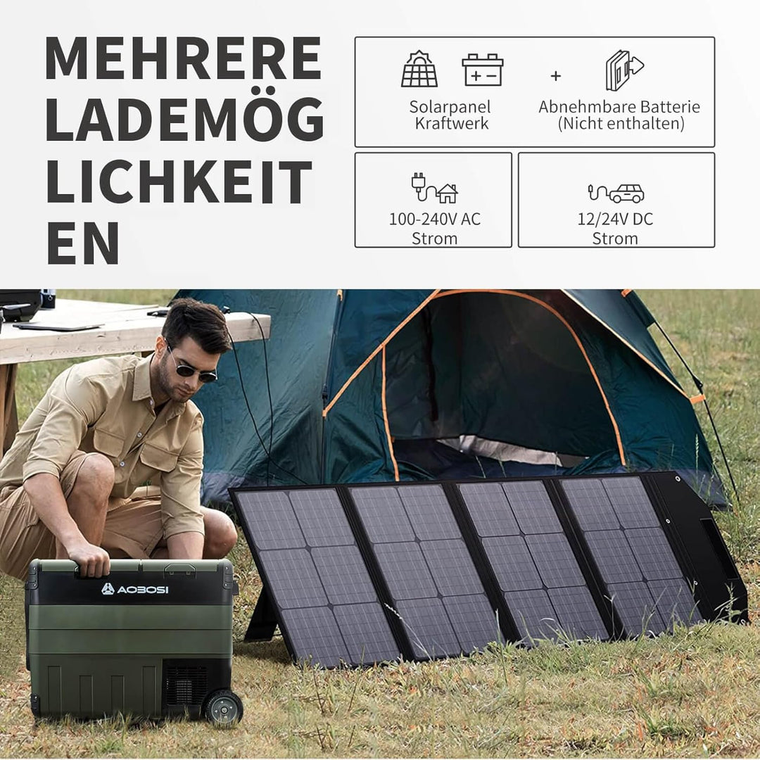 AAOBOSI 40L Kompressor Kühlbox, Dual Zone, Camping Kühlschrank mit APP | LED-Beleuchtung,12/24V und