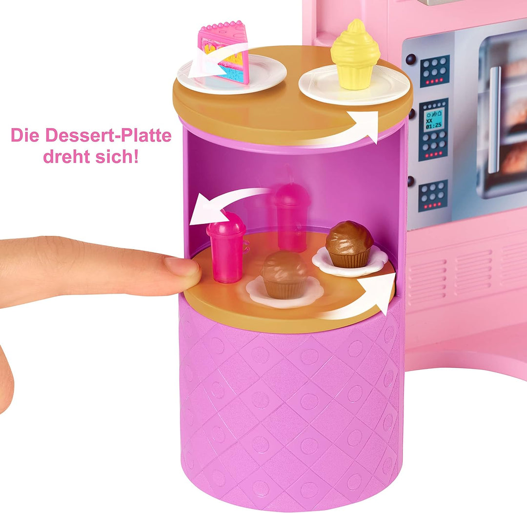 Barbie HBB91 - Cook'n Grill Restaurant Spielset, mit Köchin Puppe, Freundin und kleinem Mädchen, auf