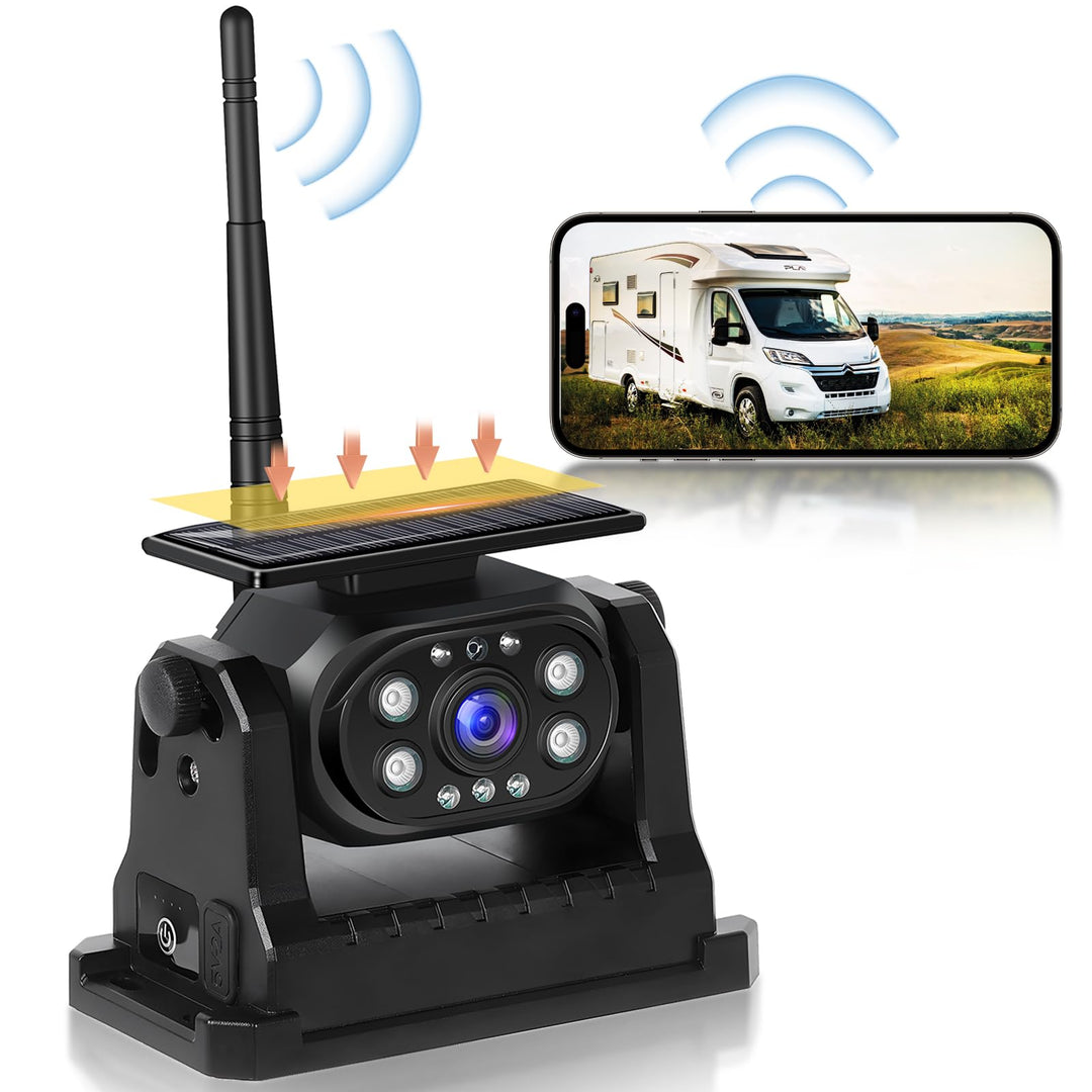 Podofo Drahtlose Rückfahrkamera Stabiles WiFi, 1080P Rückfahrkamera mit Wasserdicht, Solaraufladung,