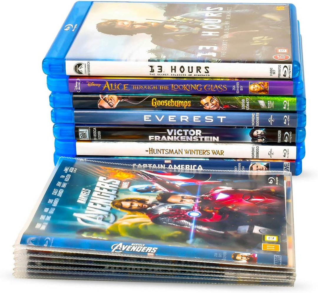 3L Blu-Ray Hüllen für Blu Ray Aufbewahrung – Hülle hat Platz für Cover inkl. praktischer Verschlussk
