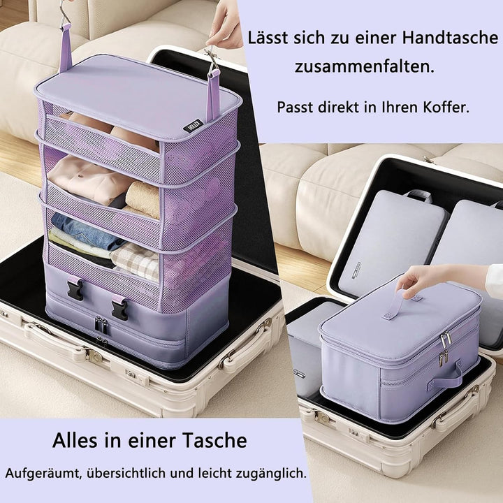 SUGODA Koffer Organizer, 5 Schichten Packing Cubes, Compression Organizer Packing, Camping Hängend,