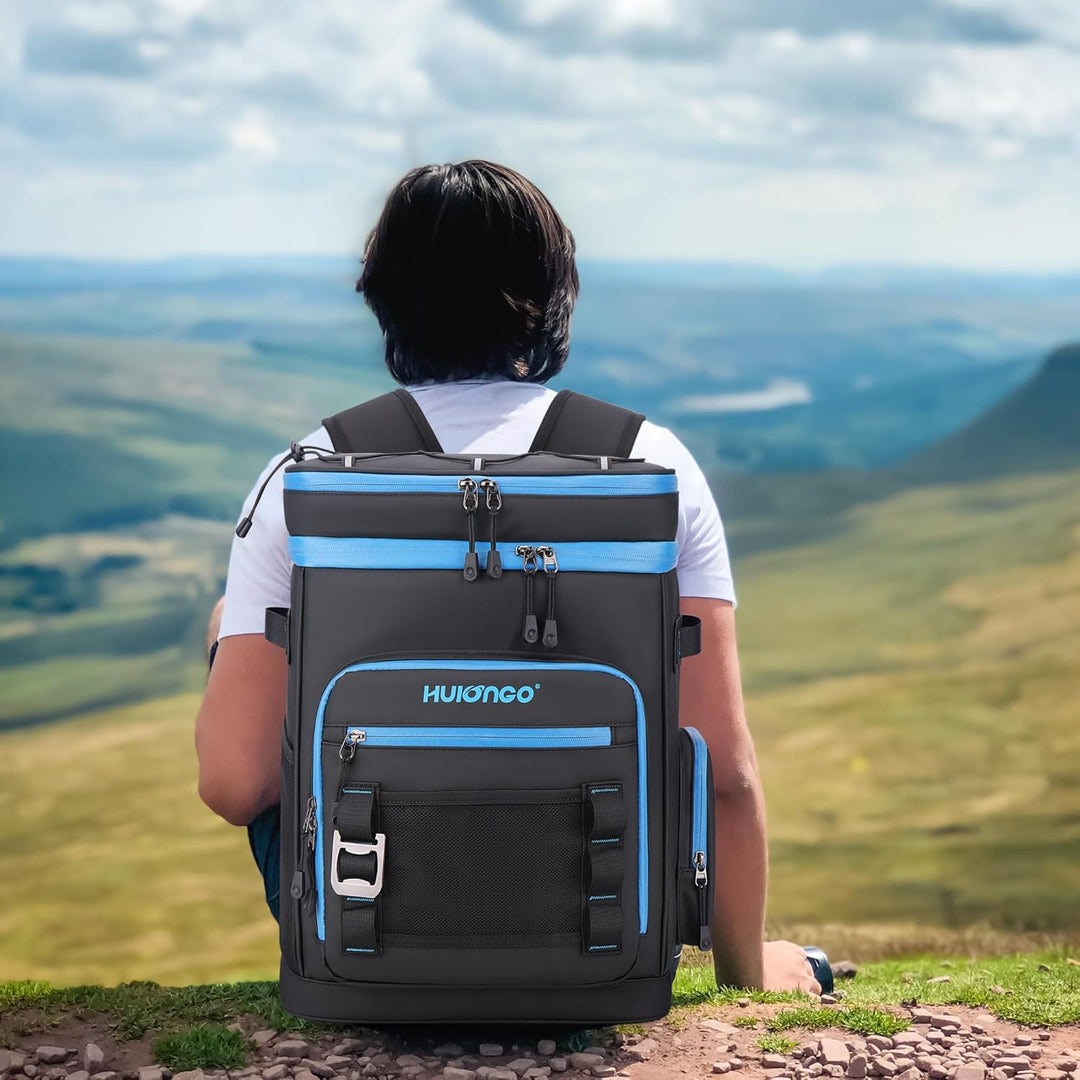 Hulongo Grosser Wasserdichter Isolierter Kühlrucksack Auslaufsicherer Faltbar Kühler Rucksack Schwar