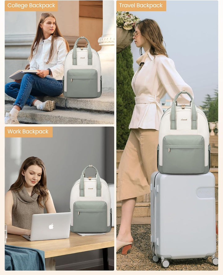 LOVEVOOK Rucksack Damen Gross, 17,3 Zoll Laptop Schultasche Mädchen mit Laptopfach, Wasserdicht Reis