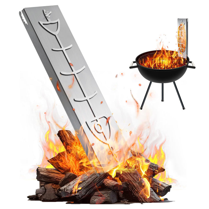 Flammlachsbrett Lachsbrett aus Edelstahl für Feuerschale und Kugelgrill Grill Feuerstelle Feuerschal