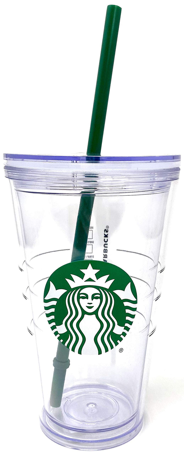 Starbucks Cold Cup Clear Grande Trinkbecher mit grünem Strohhalm-Logo – 473 ml