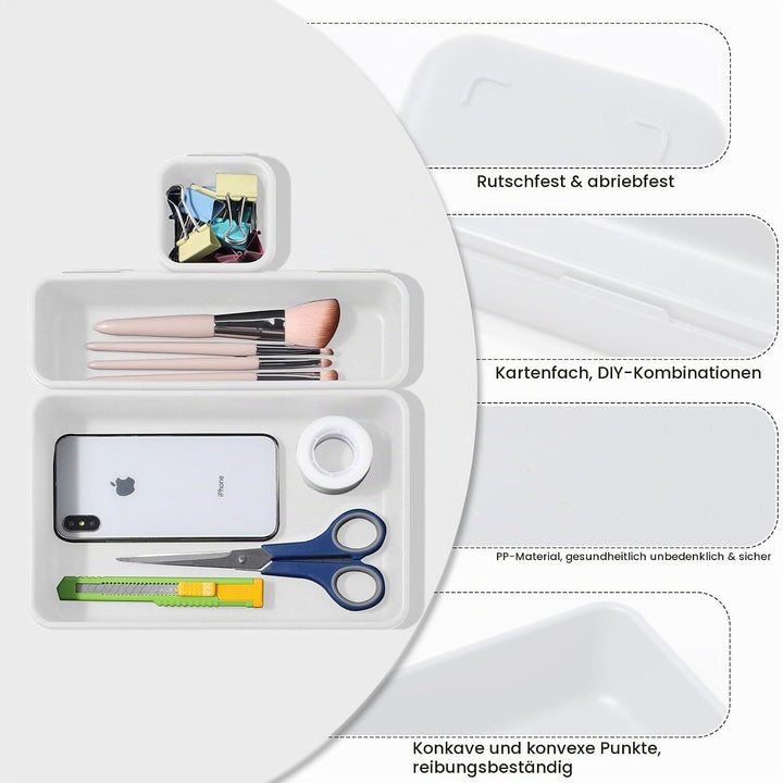 16 Stücke Weiss Schubladen Ordnungssystem Organizer, Schubladentrenner Verstellbar mit 3 Grössen, Ru