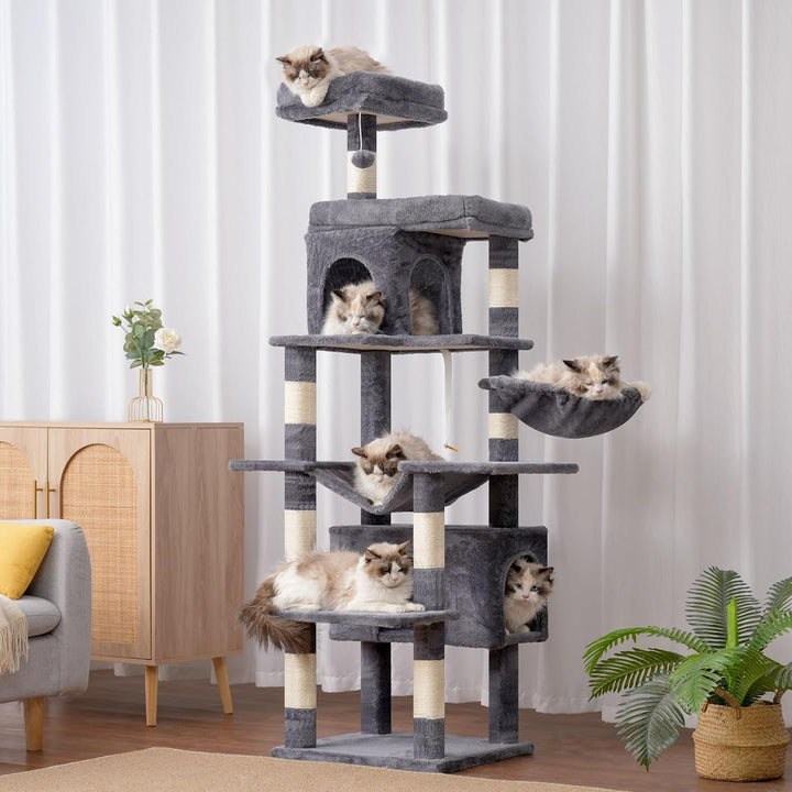 Heybly Kratzbaum, 178 cm Hoch, kratzsäule für Indoor Katzen, Mehrstöckiger Katzenkratzbaum mit 8 Kra