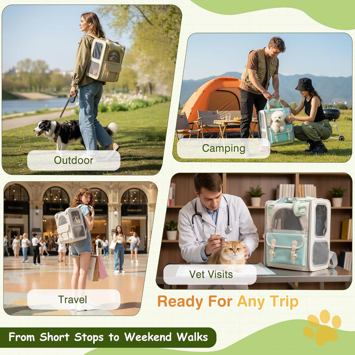 ALLSOPETS Haustier Rucksack mit Netzfenster Tragbare und Faltbare Hunderucksack für Katzen und Hunde