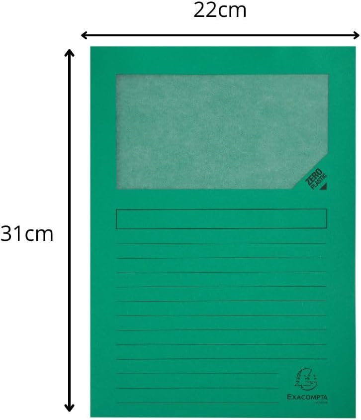 Exacompta 50103E Packung mit 100 Fenstermappen Forever, 120 g/m² Recycling Papier, 22 x 31cm für DIN