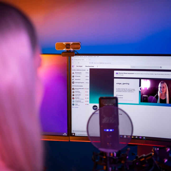 uRage Streaming-Webcam Rec 900 FHD, hochauflösende Full-HD-Qualität, mit integriertem Mikrofon, in s