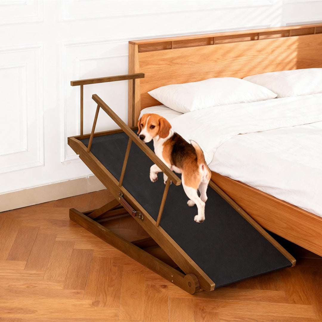 Hunderampe für Bett und Couch, 5 Stufen verstellbare Haustierrampe für kleine bis grosse Hunde (Brau