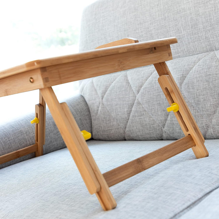 InnovaGoods Lapwood Klappbarer Beistelltisch aus Bambus, Holz, 53,5 x 21-27 x 34 cm. Medidas aprox.