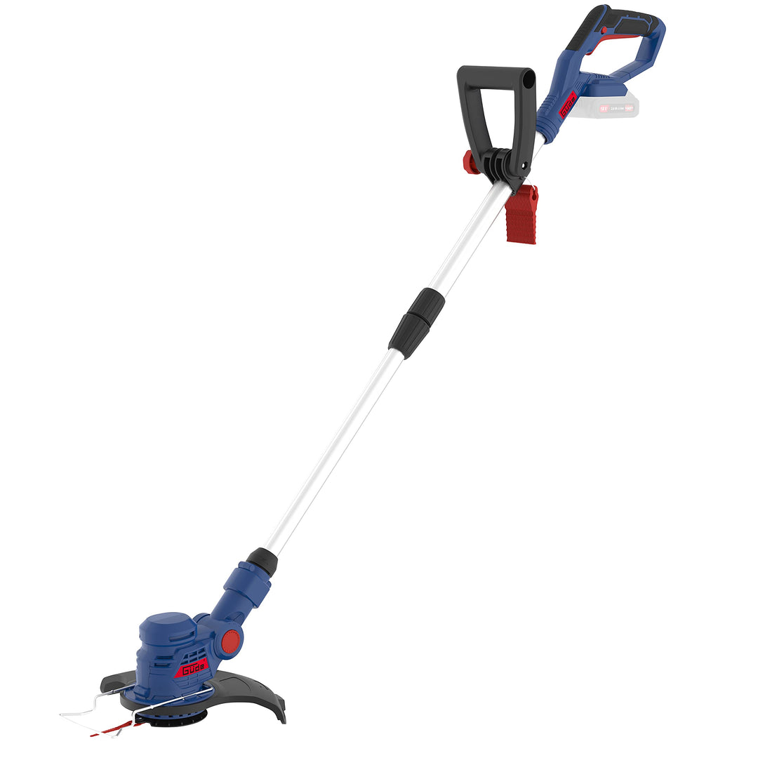 Güde 58599 Akku Rasentrimmer RT 18-0 (Inkl. 20 Ersatzmesser, 180° drehbarer Trimmerkopf, Pflanzensch