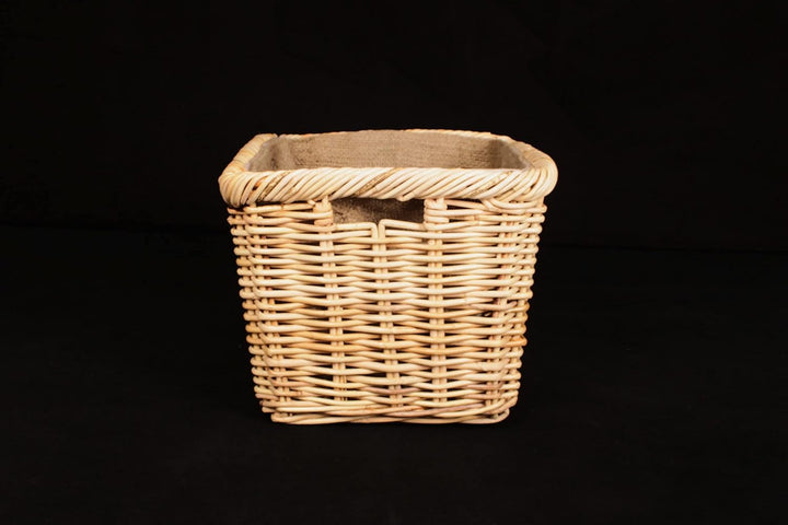 Rattan-Kaminholzkorb mit Jutestoff, Feuerholzkorb, Brennholzkorb aus hochwertigem Naturrattan (59 x