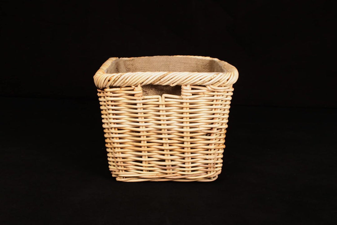 Rattan-Kaminholzkorb mit Jutestoff, Feuerholzkorb, Brennholzkorb aus hochwertigem Naturrattan (59 x