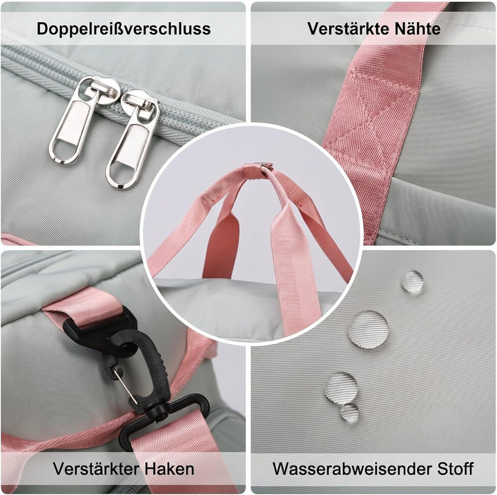 Suweir Sporttasche Damen Herren 42L Reisetasche mit Schuhfach Nassfach Wasserdicht Trainingstasche T