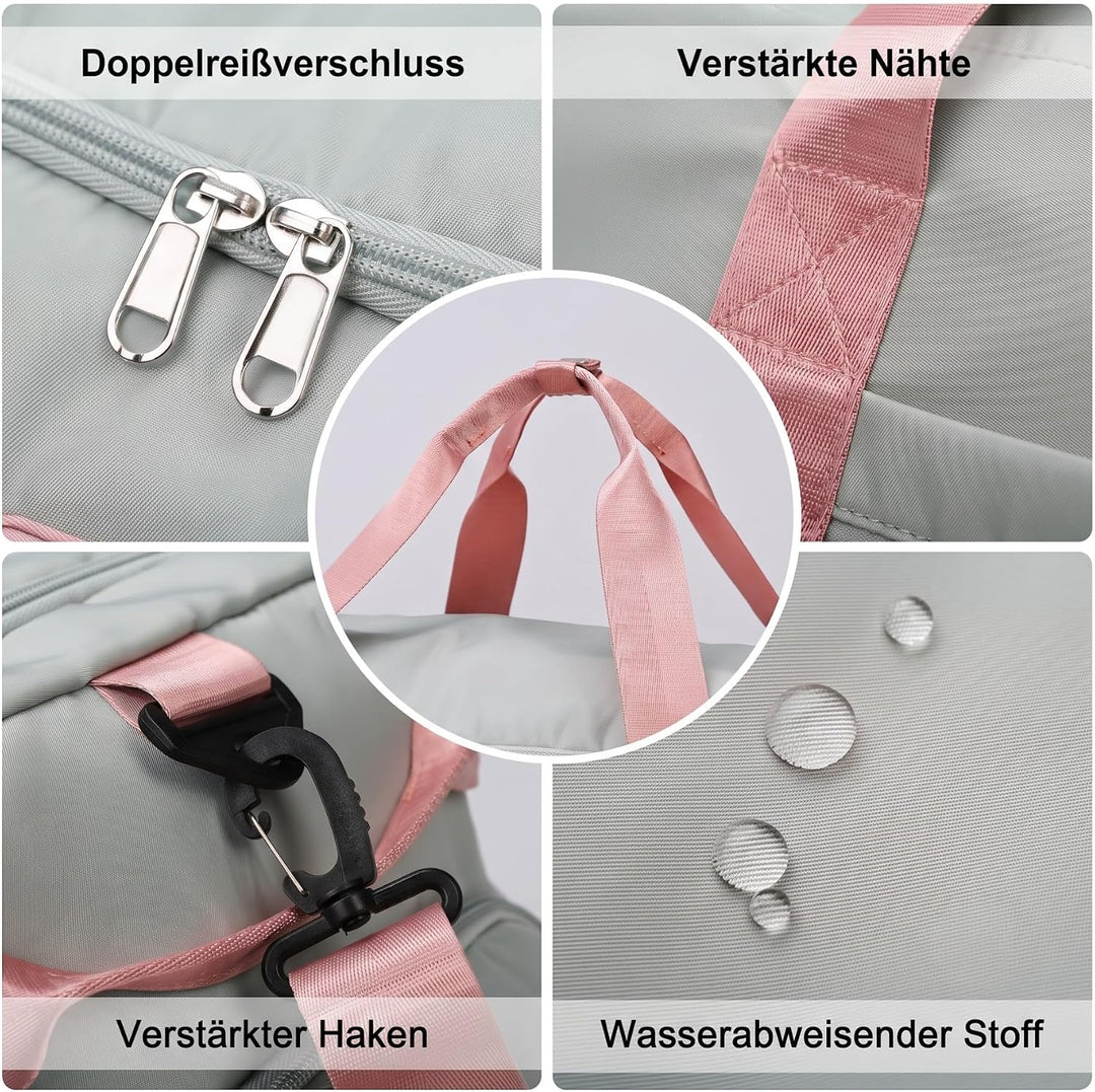 Sporttasche Damen Herren 42L Reisetasche mit Schuhfach Nassfach Wasserdicht Trainingstasche Travel D