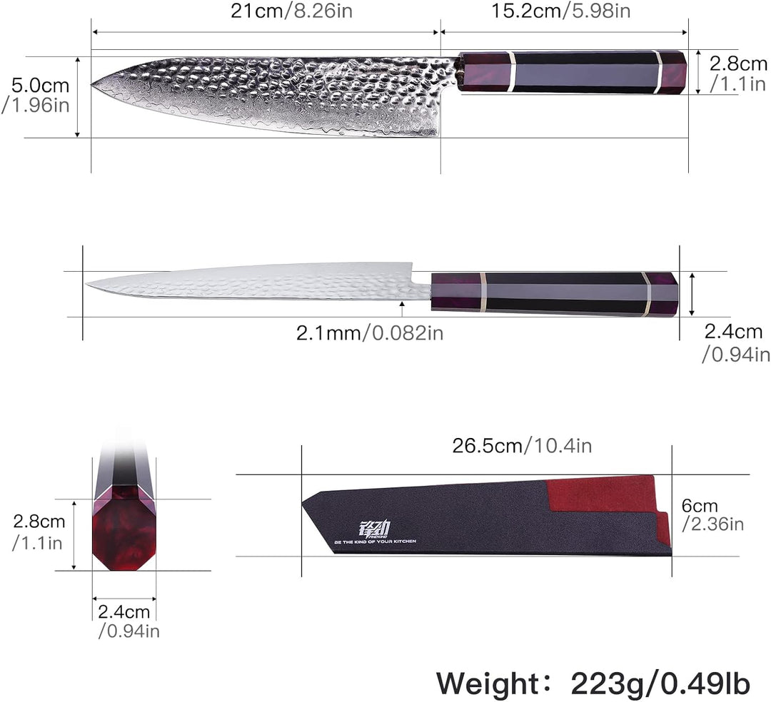 FINDKING Eternity Series Japanisches Kochmesser mit ABS Scheide, Professionelles Küchenmesser, 9Cr18