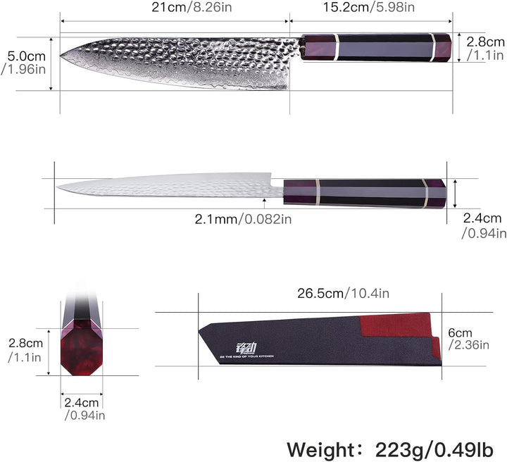 FINDKING Eternity Series Japanisches Kochmesser mit ABS Scheide, Professionelles Küchenmesser, 9Cr18
