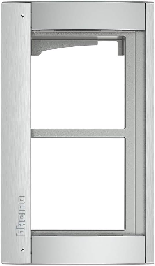 BTICINO, Abdeckrahmen 2-modulig inkl. Modulträger für die Türstation SFERA Aluminium (Allmetal), 350