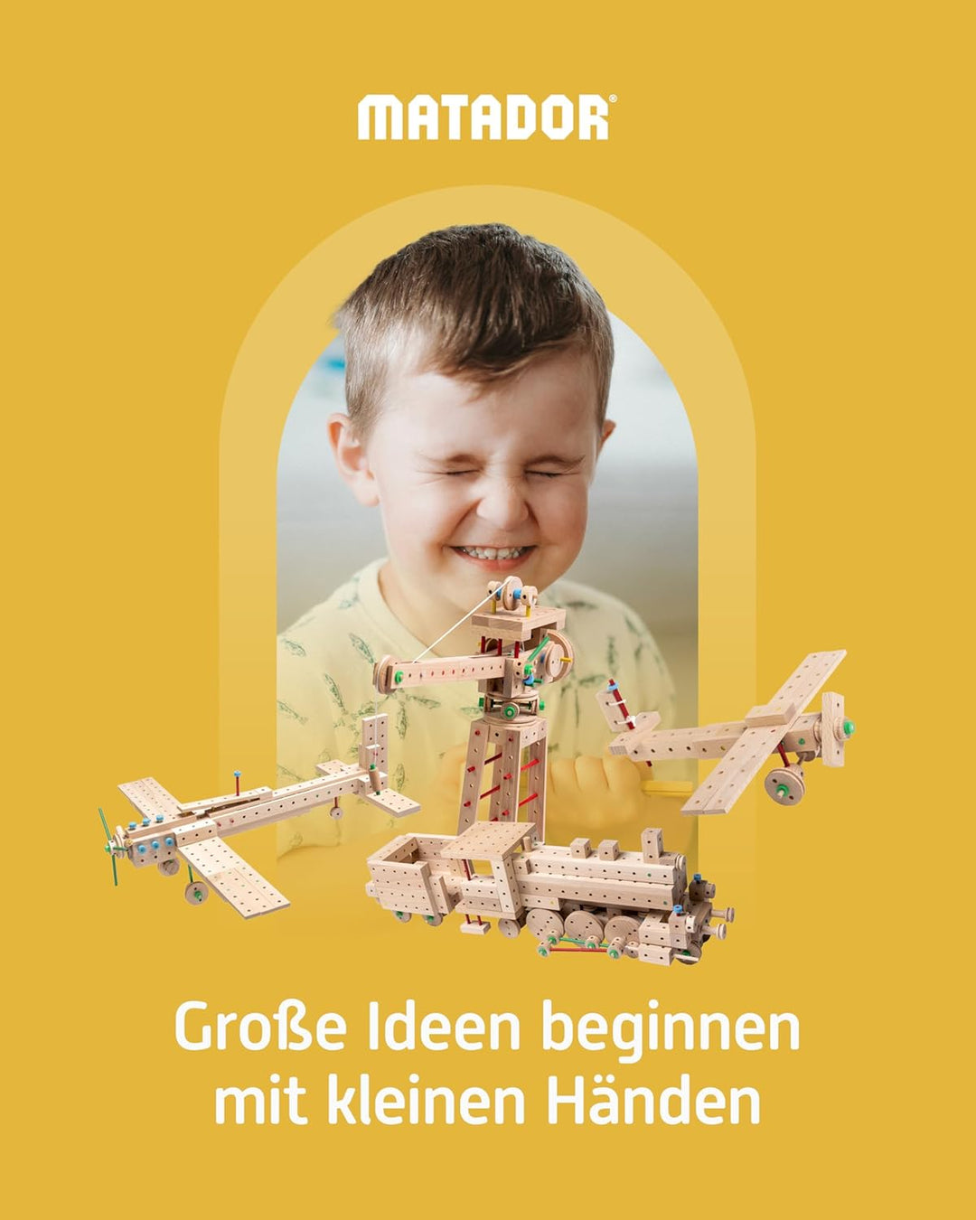 Matador 11407 E407 Baukasten, holzfarben,ab 5 Jahren, bunt