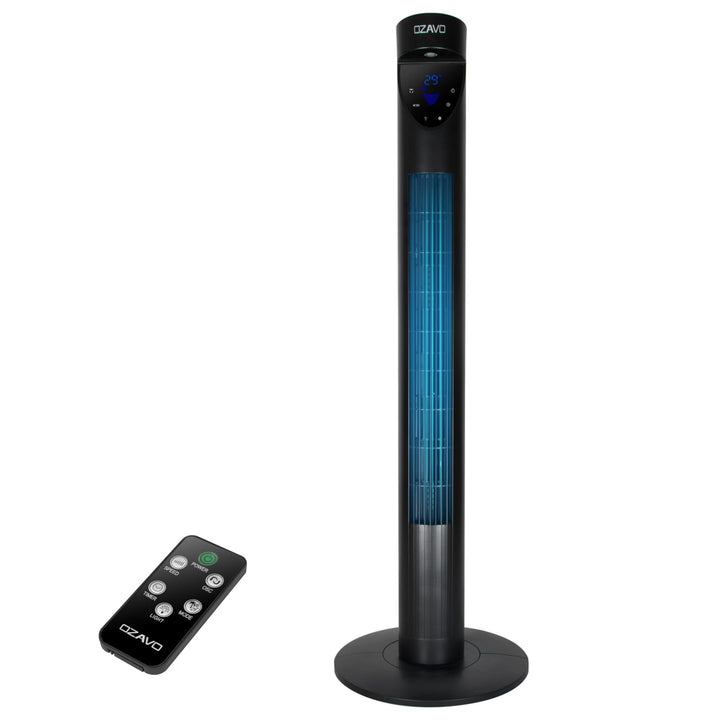OZAVO Turmventilator mit Fernbedienung und LED-Display, 3 Geschwindigkeitsstufen Fan, Standventilato