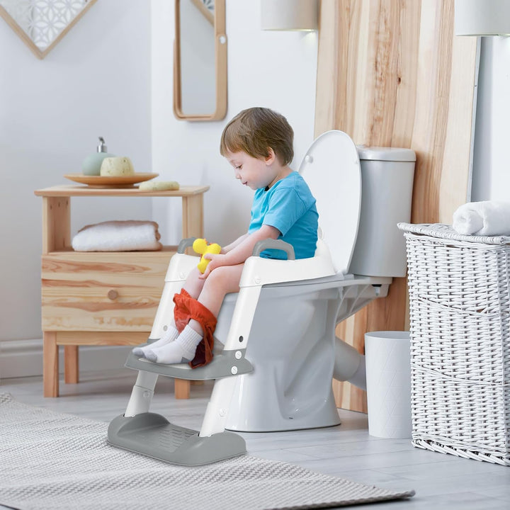 Toilettensitz Kinder Kinder WC, Toilettensitz Toilettentrainer mit Treppe 2-in-1 Verstellbar Toilett