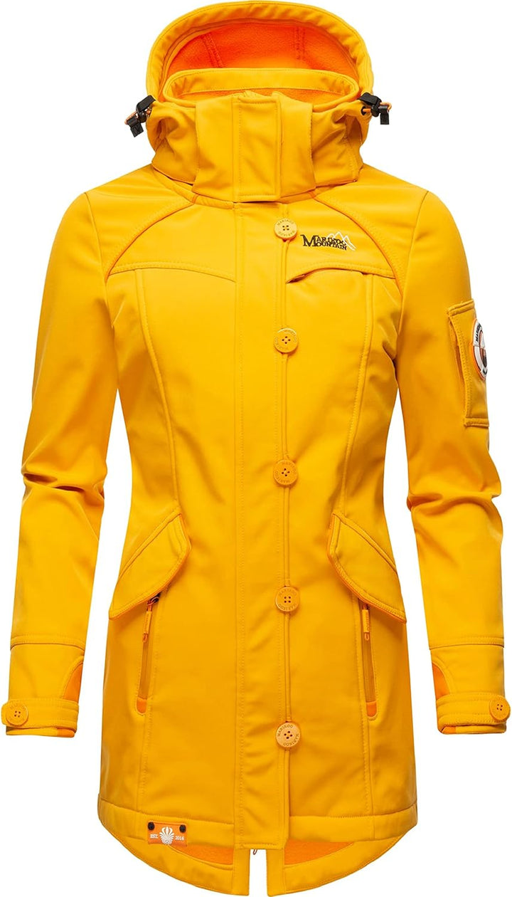 MARIKOO Damen Outdoor Parka Kurzmantel Outdoor Mantel wasserdicht mit Kapuze Soulinaa XS Amber Yello