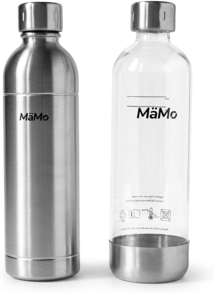 Ersatzflasche, Nur Edelstahl Sprudler: (Silber/Transparent farblos) | Leicht, robust &amp; ideal für unt