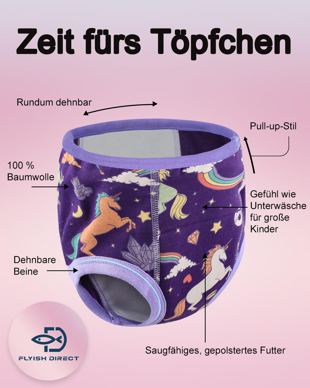 Töpfchen Trainingshose, Packung mit 10 Töpfchentraining Unterwäsche, 2-9 Jahre Töpfchen-Trainingshos